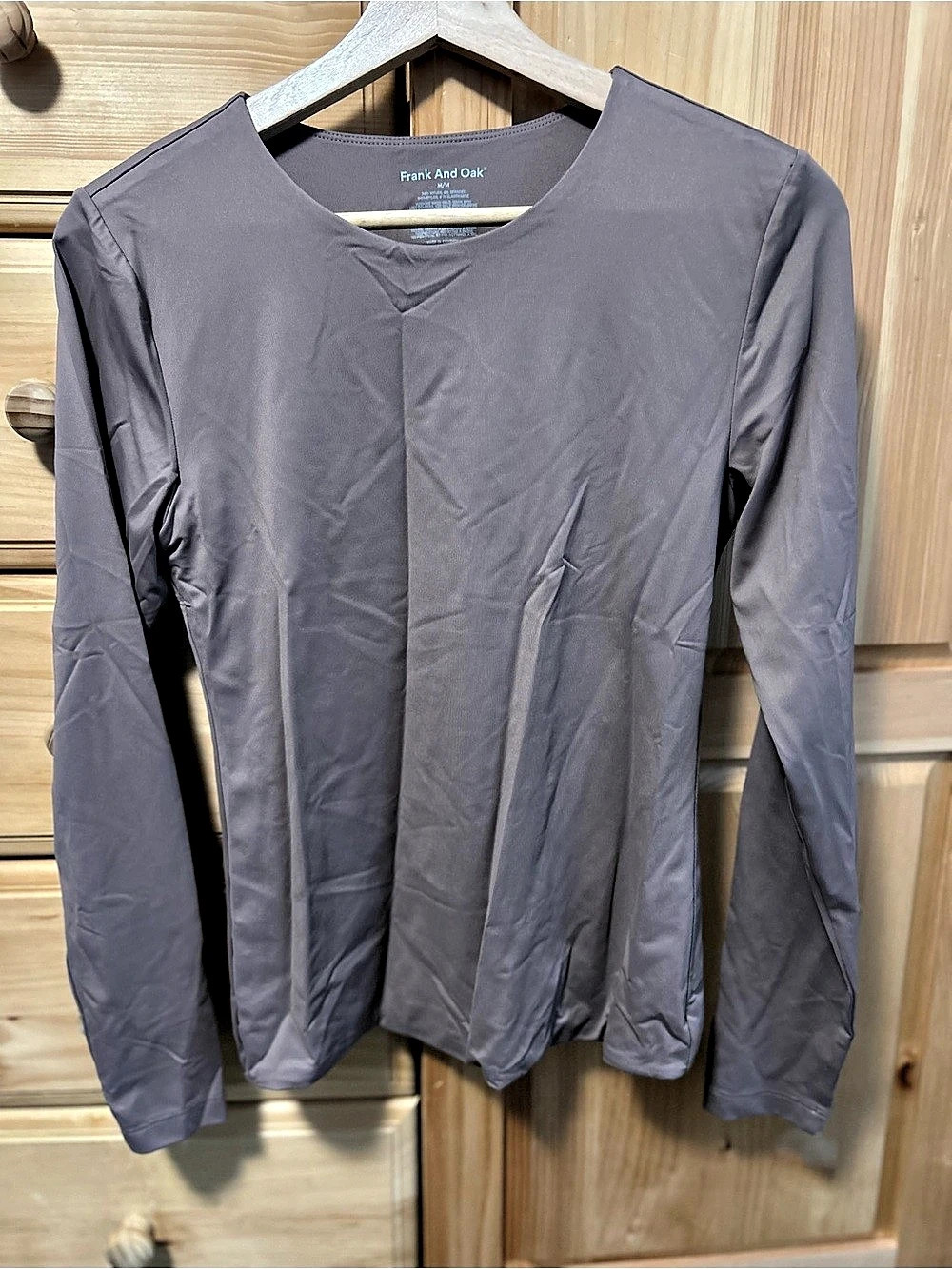 Frank And Oak | Grey Taupe | Stretch Long Sleeve | Fitted Top | Size M